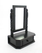 20" Black Wood Framed Freestanding Makeup Shaving Tabletop Mirror - Image 2