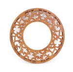 24" Brown Round Wood Framed Accent Mirror - Image 2
