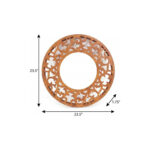 24" Brown Round Wood Framed Accent Mirror - Image 6