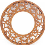 24" Brown Round Wood Framed Accent Mirror - Image 4