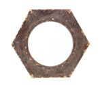24" Bronze Hexagon Distressed Wood Framed Accent Mirror - Image 2