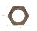 24" Bronze Hexagon Distressed Wood Framed Accent Mirror - Image 6
