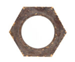 24" Bronze Hexagon Distressed Wood Framed Accent Mirror - Image 3
