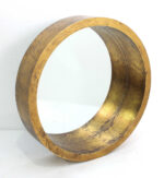 36" Gold Round Solid Wood Framed Accent Mirror - Image 2