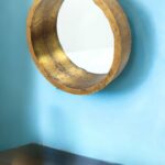 36" Gold Round Solid Wood Framed Accent Mirror