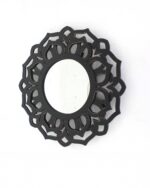 24" Black Abstract Wood Framed Accent Mirror - Image 2