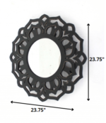 24" Black Abstract Wood Framed Accent Mirror - Image 6