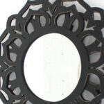 24" Black Abstract Wood Framed Accent Mirror - Image 5