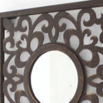 24" Brown Circle In Square Vintage Style Framed Accent Mirror - Image 6