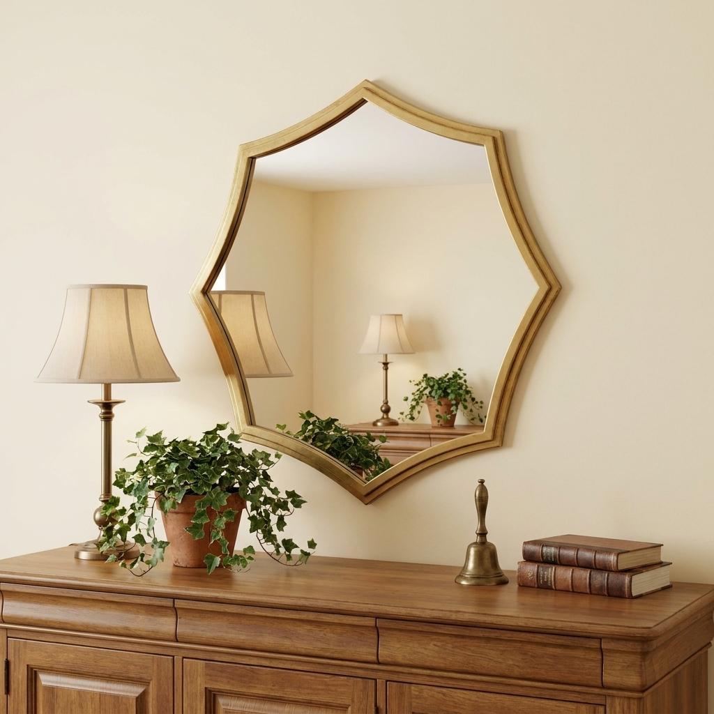 274589_6_U2GuJEms-1.jpg 33" Gold Octagon Metal Framed Accent Mirror - Image 1