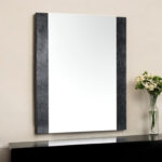 41" Black Faux Shagreen Partially Framed Accent Mirror