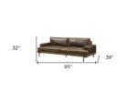 95" Chocolate Top Grain Leather Sofa With Black Legs - Image 4