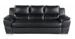 85" Black Leather Sofa With Silver Legs - Image 2