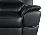 85" Black Leather Sofa With Silver Legs - Image 7