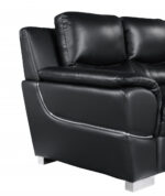 85" Black Leather Sofa With Silver Legs - Image 8