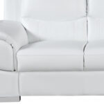 85" White Leather Sofa With Silver Legs - Image 6