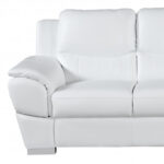 85" White Leather Sofa With Silver Legs - Image 7
