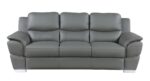 85" Gray Leather Sofa With Silver Legs - Image 2