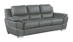 85" Gray Leather Sofa With Silver Legs - Image 3