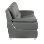 85" Gray Leather Sofa With Silver Legs - Image 4