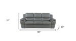 85" Gray Leather Sofa With Silver Legs - Image 9