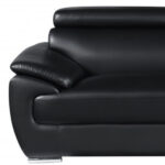 86" Black Leather Sofa With Silver Legs - Image 7