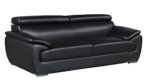 86" Black Leather Sofa With Silver Legs - Image 5