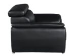 86" Black Leather Sofa With Silver Legs - Image 4