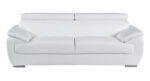 86" White Leather Sofa With Silver Legs - Image 2