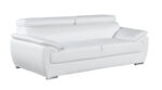 86" White Leather Sofa With Silver Legs - Image 3