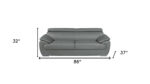 86" Gray Leather Sofa With Silver Legs - Image 8
