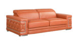 89" Camel Italian Leather Sofa With Silver Legs - Image 4