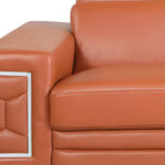 89" Camel Italian Leather Sofa With Silver Legs - Image 6