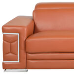89" Camel Italian Leather Sofa With Silver Legs - Image 7