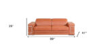 89" Camel Italian Leather Sofa With Silver Legs - Image 8