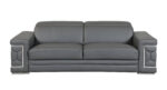 89" Dark Gray Italian Leather Sofa With Silver Legs - Image 2