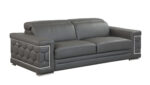89" Dark Gray Italian Leather Sofa With Silver Legs - Image 3