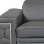 89" Dark Gray Italian Leather Sofa With Silver Legs - Image 6