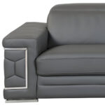 89" Dark Gray Italian Leather Sofa With Silver Legs - Image 7