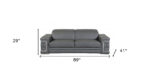 89" Dark Gray Italian Leather Sofa With Silver Legs - Image 8