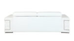 89" White Italian Leather Sofa With Silver Legs - Image 5