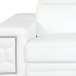 89" White Italian Leather Sofa With Silver Legs - Image 6