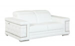71" White Italian Leather Sofa With Silver Legs - Image 4