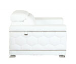 71" White Italian Leather Sofa With Silver Legs - Image 7