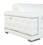71" White Italian Leather Sofa With Silver Legs - Image 9