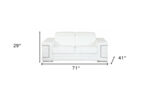 71" White Italian Leather Sofa With Silver Legs - Image 10