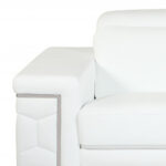 71" White Italian Leather Sofa With Silver Legs - Image 8