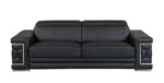 89" Black Italian Leather Sofa With Silver Legs - Image 2