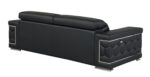 89" Black Italian Leather Sofa With Silver Legs - Image 5