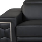 89" Black Italian Leather Sofa With Silver Legs - Image 7